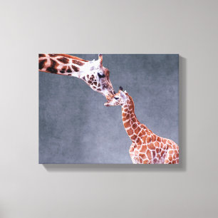 Getty Images   Mother & Baby Giraffe Canvas Print