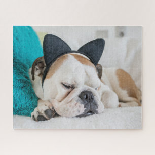 Getty Images Sleepy Dog with Cat Headband Jigsaw Puzzle