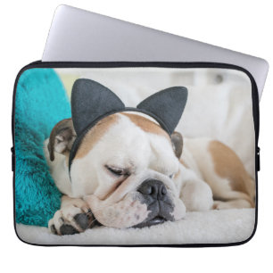 Getty Images   Sleepy Dog with Cat Headband Laptop Sleeve