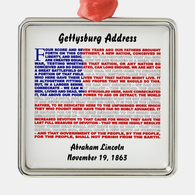 Gettysburg Address Metal Tree Decoration (Front)
