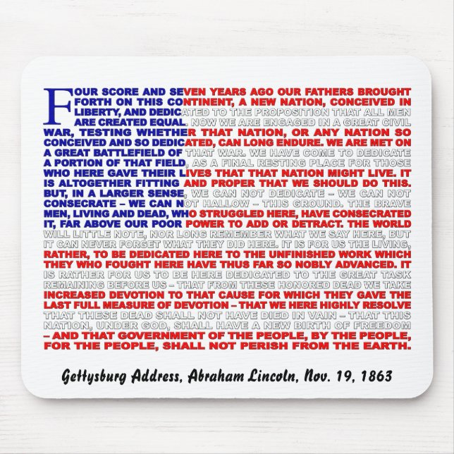 Gettysburg Address Mouse Mat (Front)