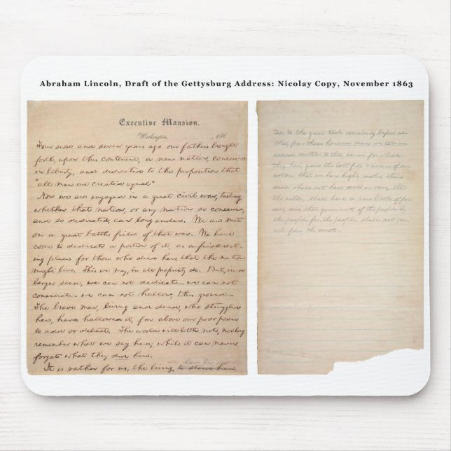 Gettysburg Address Nicolay Copy (1863) Mouse Mat (Front)