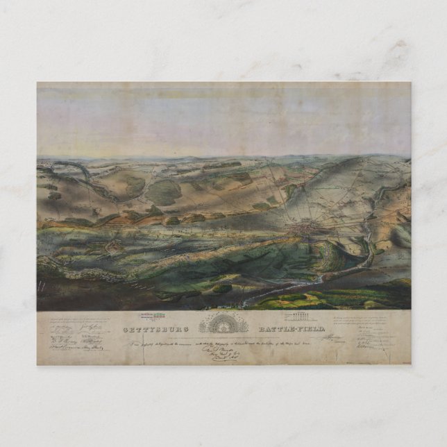 Gettysburg Battlefield by John Bachelder 1863 Postcard (Front)