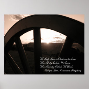 Gettysburg: Canon & Sunset with Memorial - Poster