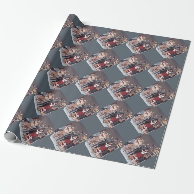 Gettysburg Christmas II Greyhound Dog Art Wrapping Wrapping Paper (Unrolled)