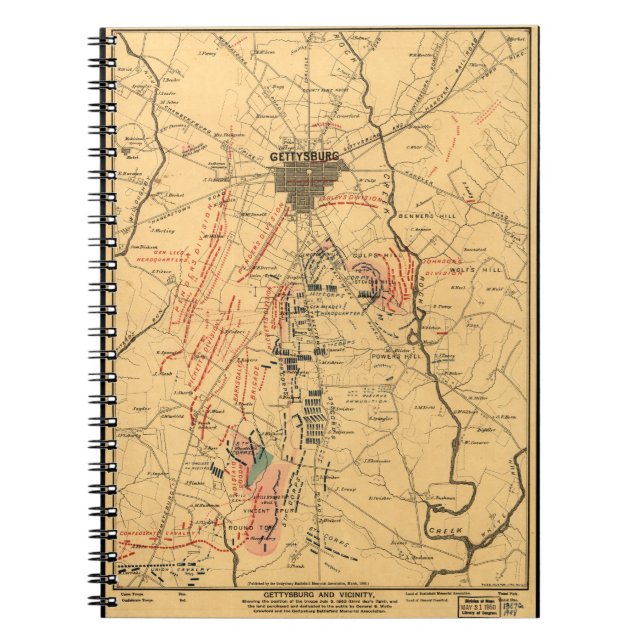 Gettysburg & Vicinity Troop Positions July 3 1863 Notebook (Front)