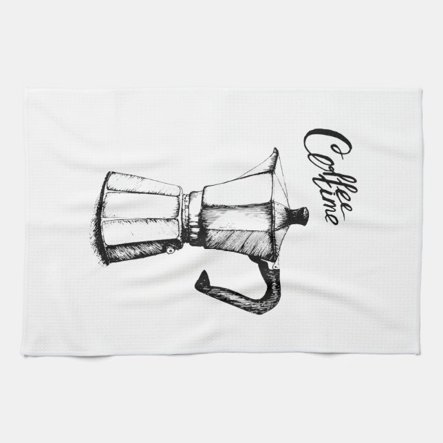 Geyser coffee maker. Graphic arts. Hand Towel (Horizontal)