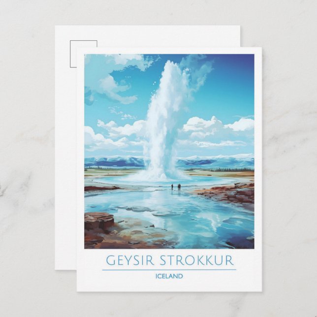 Geysir Strokkur Iceland Vintage Travel  Postcard (Front/Back)