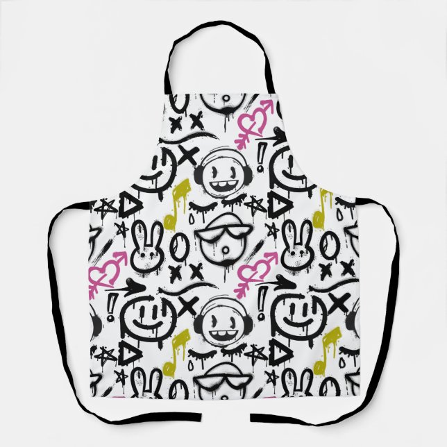 GFT01-Graffiti Mainly Black Apron (Front)