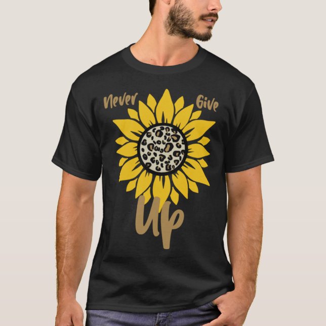 GGT Never Give Up Yellow Sunflower Leopard Positiv T-Shirt (Front)