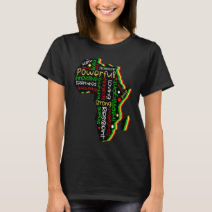 GGT Tricolor Africa Word Cloud Queening Black Girl T-Shirt