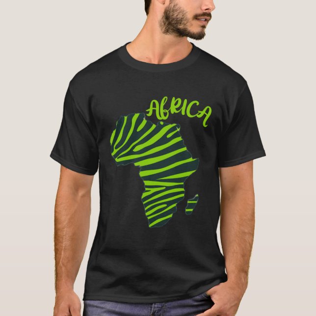GGT Zebra Green Striped Continent Africa T-Shirt (Front)