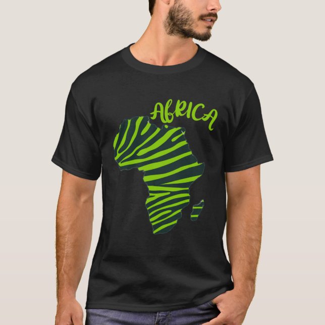 GGT Zebra Green Striped Continent Africa T-Shirt (Front)