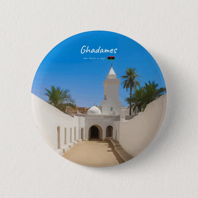 Ghadames, Libya - White Mosque 6 Cm Round Badge (Front)