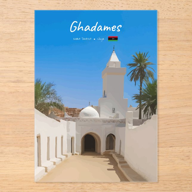 Ghadames, Libya - White Mosque Acrylic Invitations (Front)