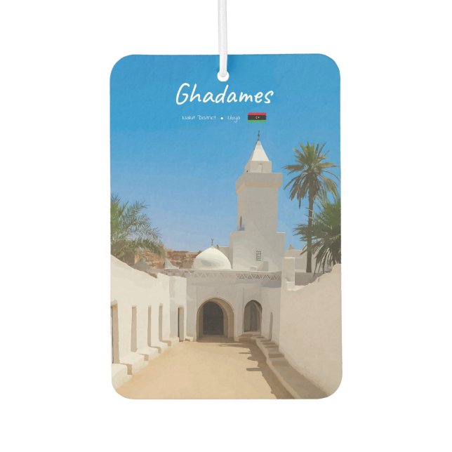 Ghadames, Libya - White Mosque Car Air Freshener (Front)