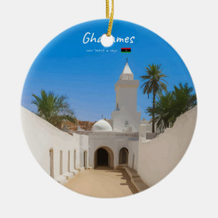Ghadames, Libya - White Mosque Ceramic Tree Decoration