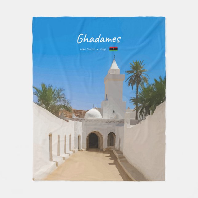 Ghadames, Libya - White Mosque Fleece Blanket (Front)