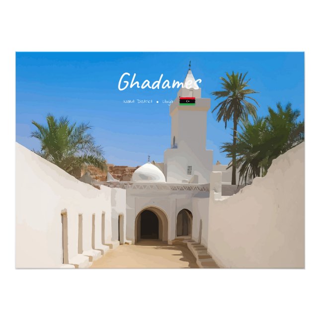 Ghadames, Libya - White Mosque Photo Print (Front)