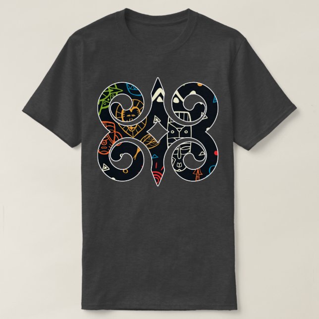 Ghana Akan AdinkraAnkara Pattern T-Shirt (Design Front)