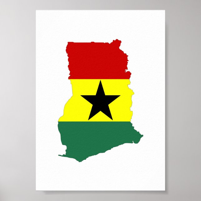 ghana country flag map shape silhouette symbol poster (Front)