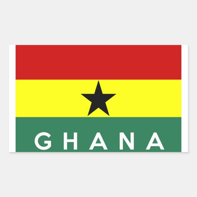 ghana country flag text name rectangular sticker (Front)