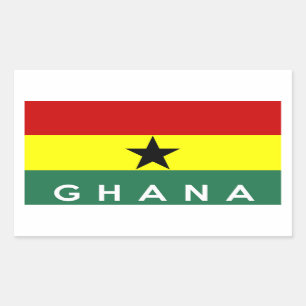 ghana country flag text name rectangular sticker