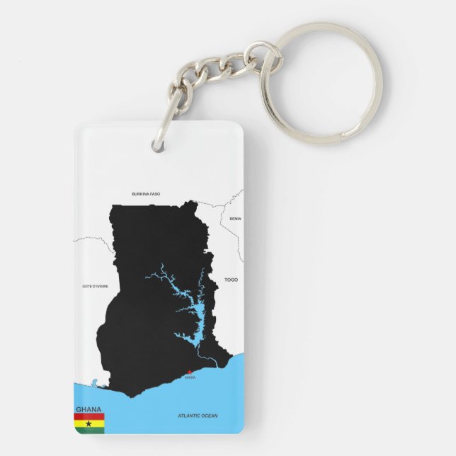 ghana country map flag key ring (Back)
