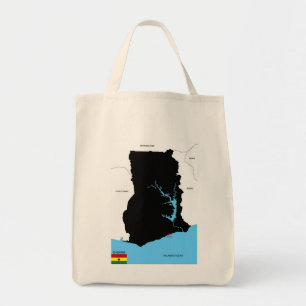 ghana country map flag tote bag