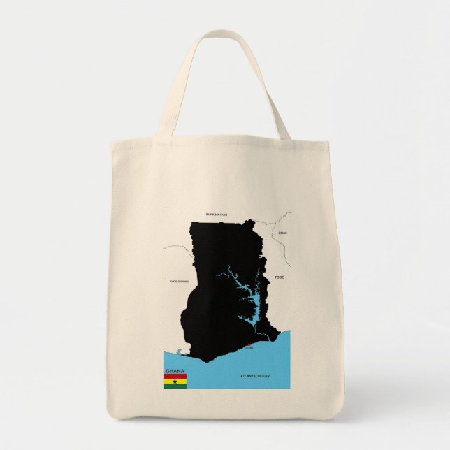 ghana country map flag tote bag (Front)