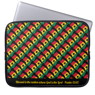 GHANA Custom Scripture Blessed Nation Black Laptop Laptop Sleeve
