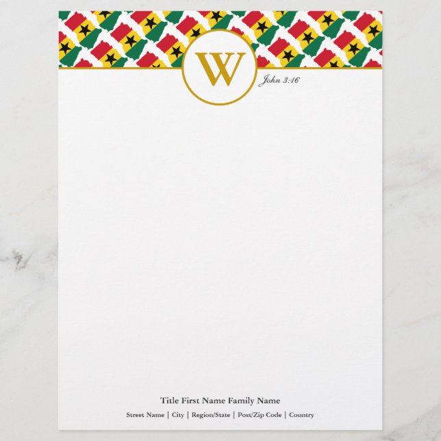 GHANA Faux Gold Trim Celebration Wedding Custom Letterhead (Front)