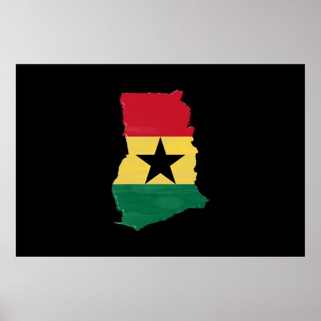 Ghana flag and map poster (Front)