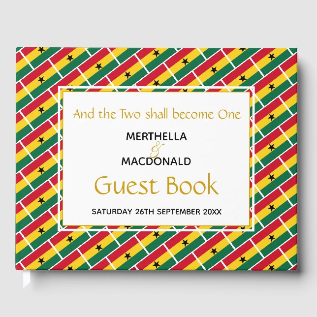 GHANA FLAG Christian Scripture Ghanaian Wedding Guest Book (Front)