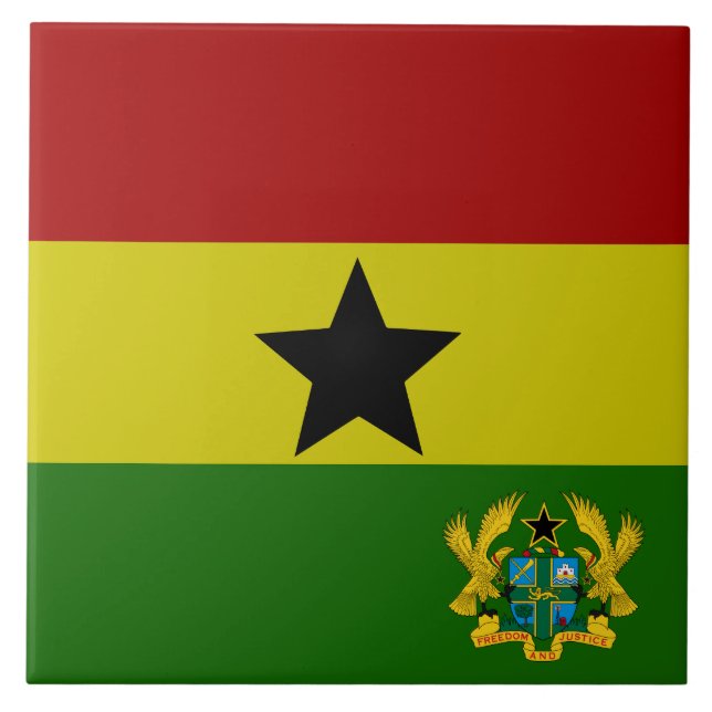 Ghana flag-coat arms tile (Front)