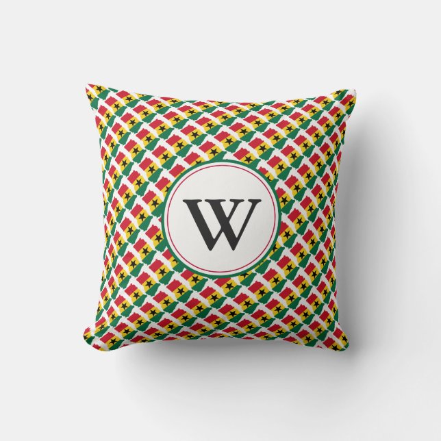 GHANA Flag Custom Monogram Ghanaian Cushion (Front)