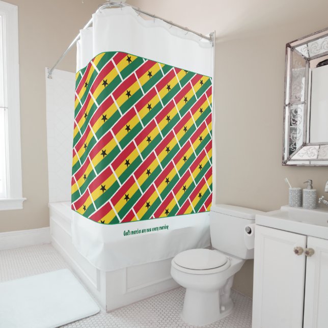 GHANA FLAG Customised Scripture Stylish Ghanaian Shower Curtain (In Situ)