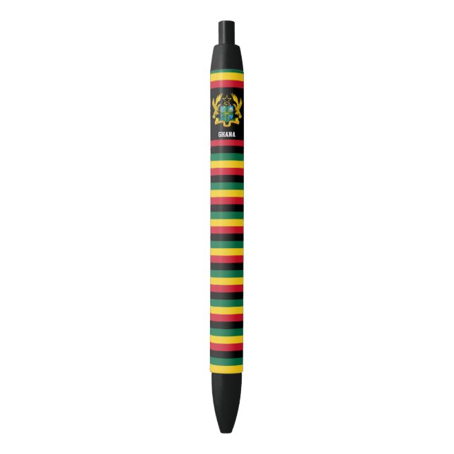 Ghana Flag Cute Patriotic Black Ink Pen (Front Vertical)