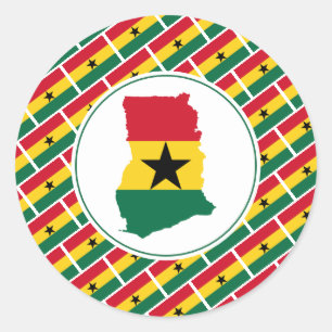GHANA FLAG Ghanaian Map Stylish Patriotic Classic Round Sticker