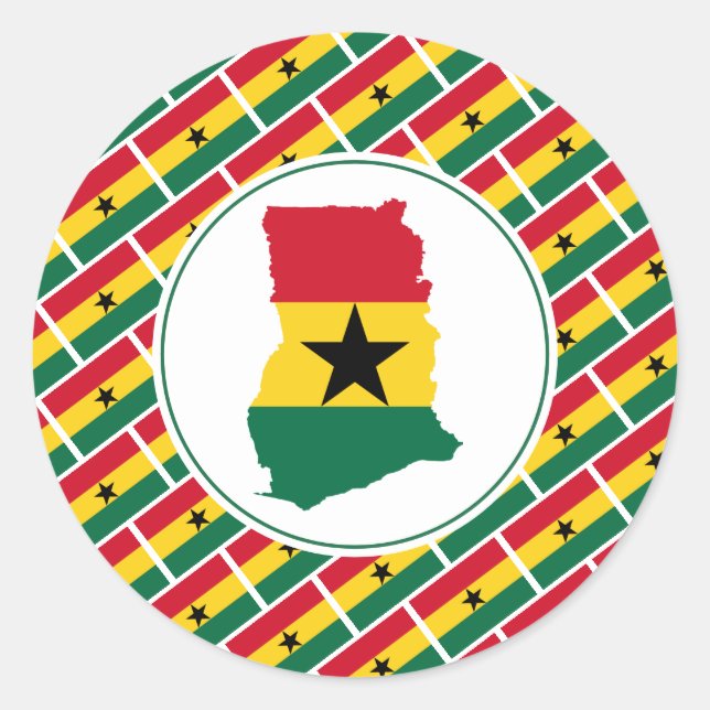 GHANA FLAG Ghanaian Map Stylish Patriotic Classic Round Sticker (Front)