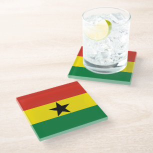 Ghana flag glass coaster