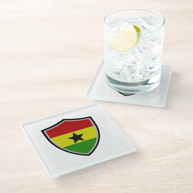 Ghana flag glass coaster (Angled)