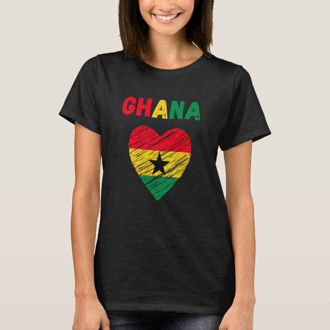 Ghana Flag Holiday Ghana Heart Ghanaian Flag T-Shirt (Front)
