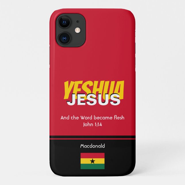 Ghana Flag JESUS YESHUA Scripture Personalised Case-Mate iPhone Case (Back)