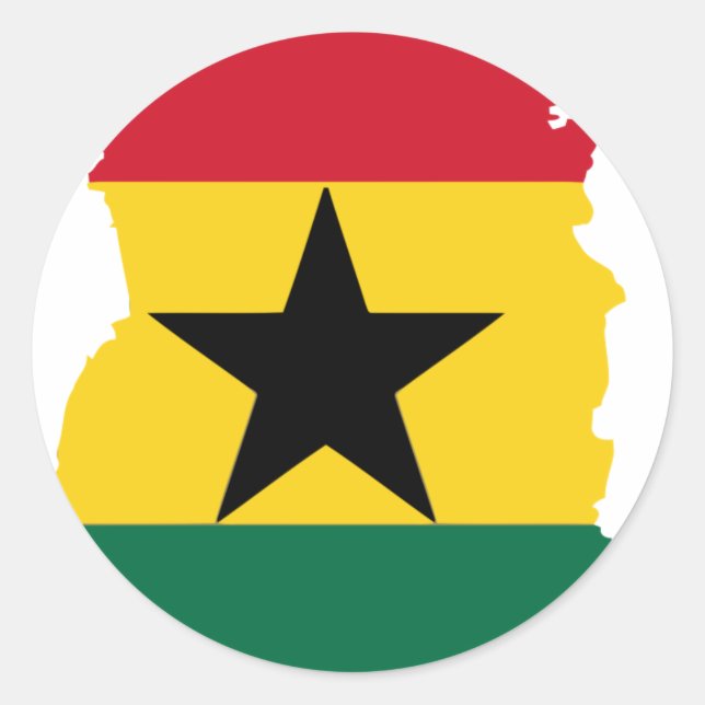 Ghana flag map classic round sticker (Front)