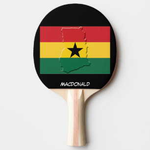 GHANA FLAG & MAP Personalised BLACK Ping Pong Paddle