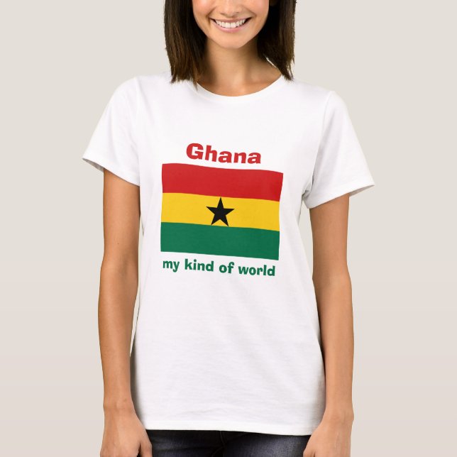 Ghana Flag + Map + Text T-Shirt (Front)