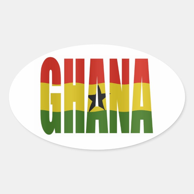 Ghana + flag oval sticker (Front)