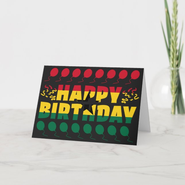 Ghana Flag Patriotic Birthday Card (Front)