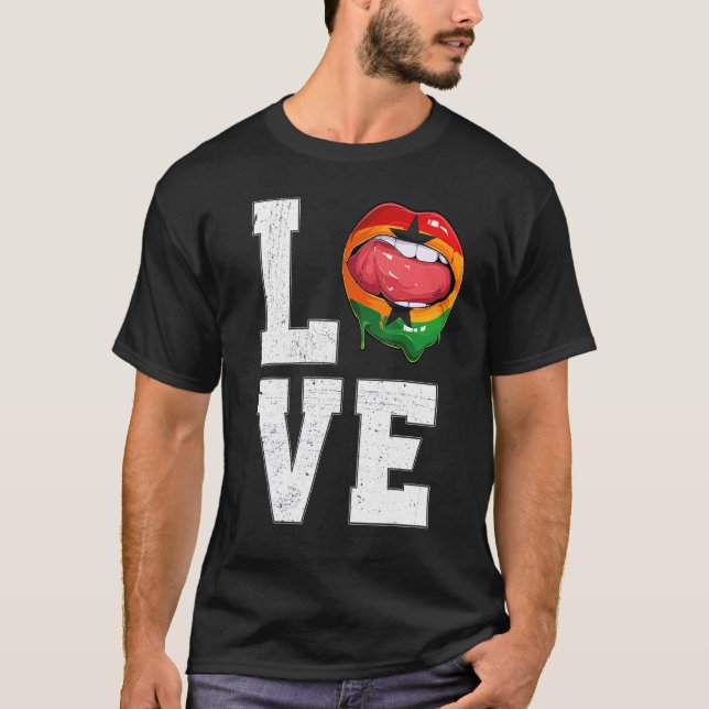 Ghana Flag Soccer Fan Love Ghanaian T-Shirt (Front)